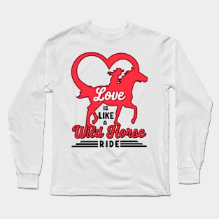 Valentine's Day Horse Riding Love Horse Silhouette Long Sleeve T-Shirt